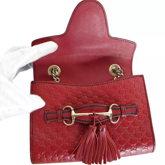 Auth GUCCI Micro Guccissima Crossbody Shoulder Bag Bordeaux leather - Picture 12 of 14